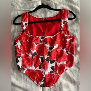Fashion Nova Floral Red corset Top